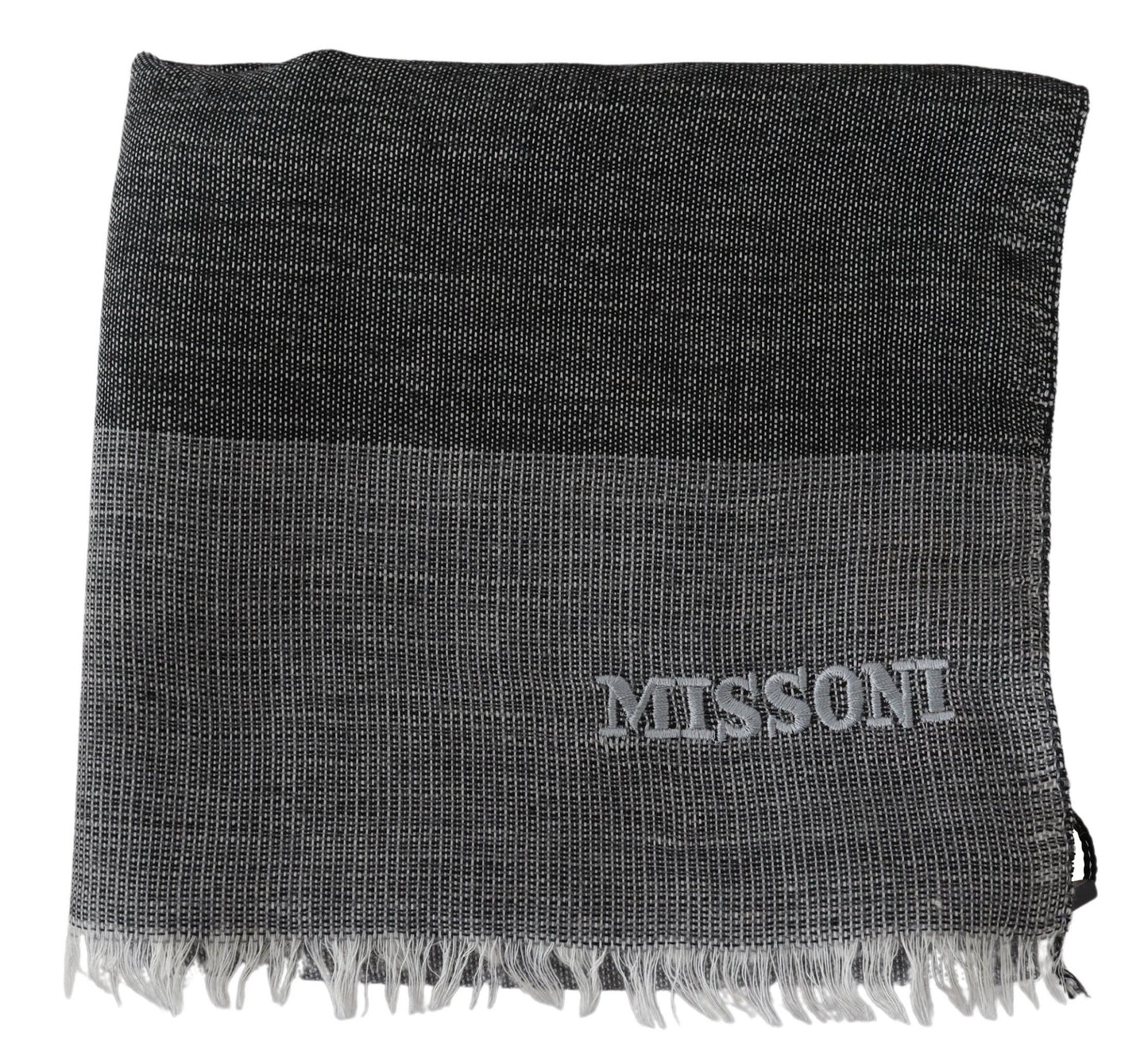 Elegant Striped Wool Scarf with Logo Embroidery - The Luxe Alliance