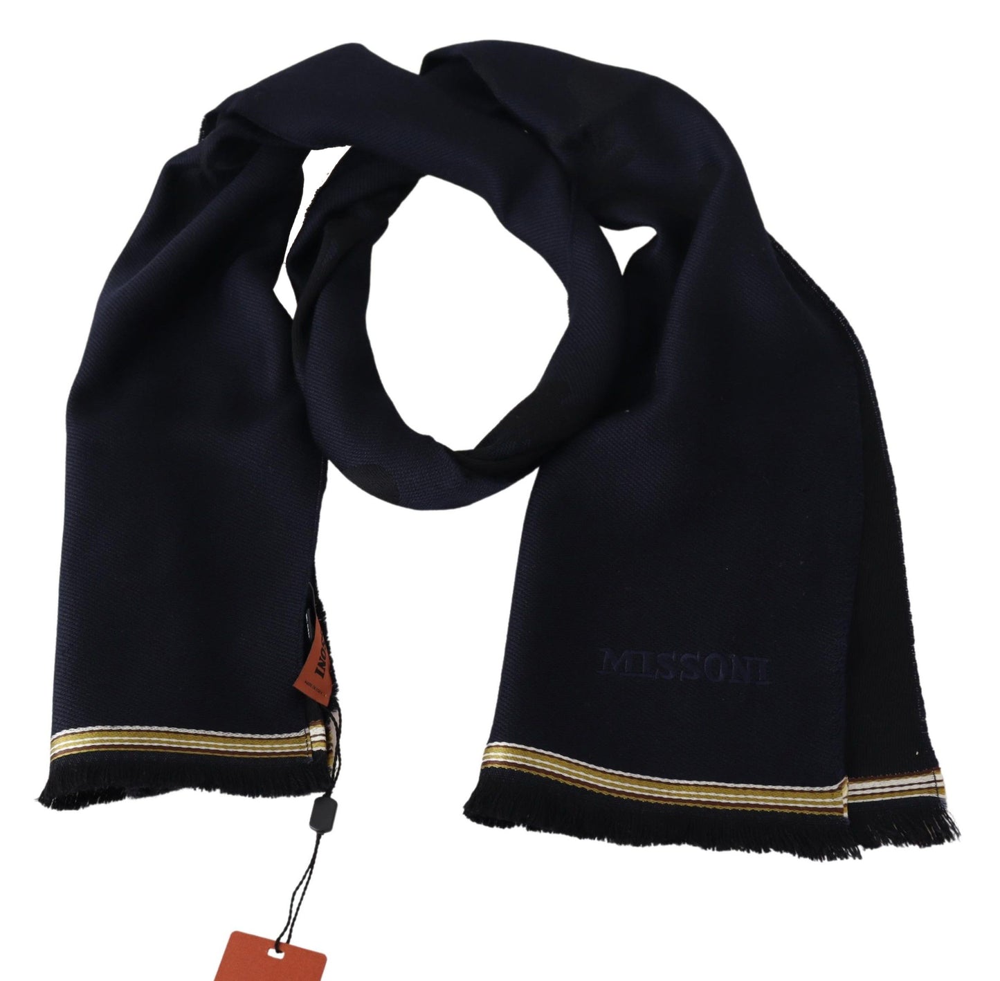 - Elegant Unisex Wool Scarf with Embroidered Logo