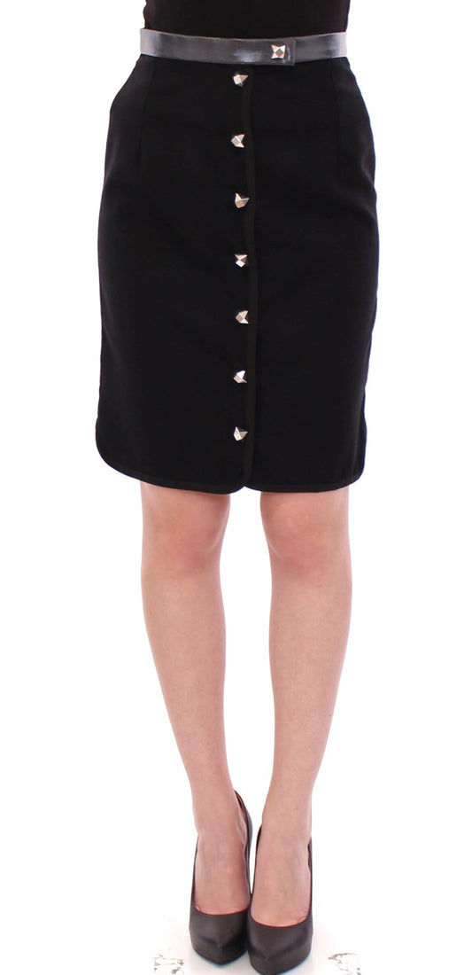 - Elegant Black Wool-Cotton Blend Skirt