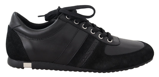 - Elegant Black Leather Sport Sneakers