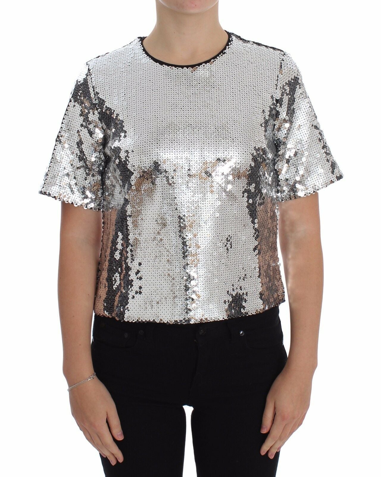 - Shimmery Silver Sequined Blouse