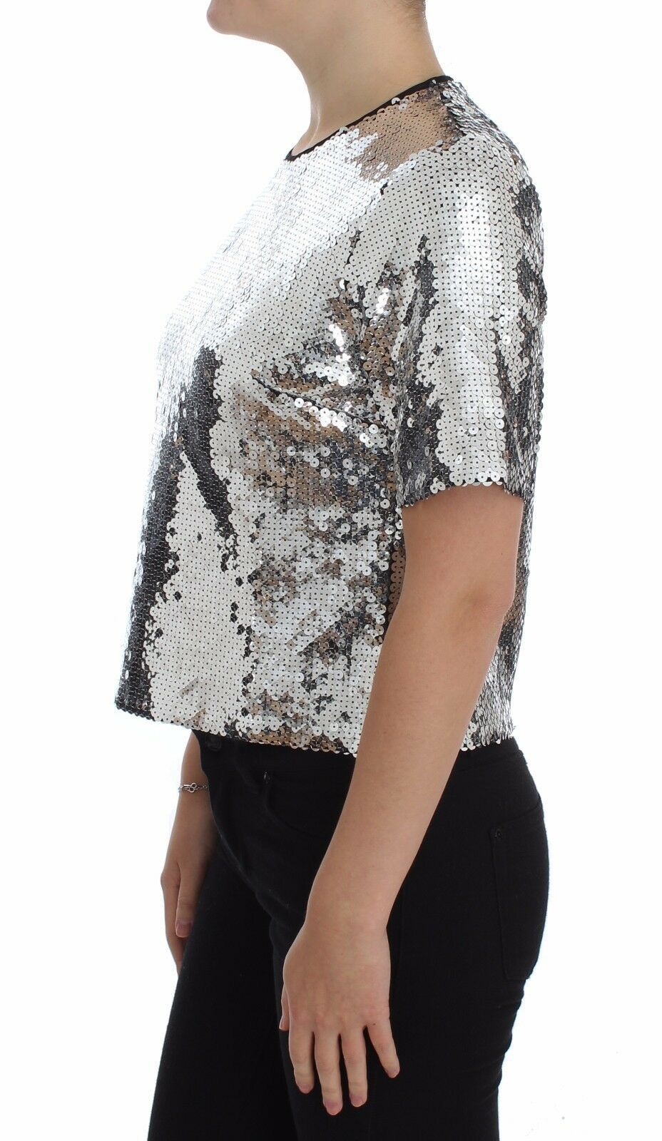- Shimmery Silver Sequined Blouse