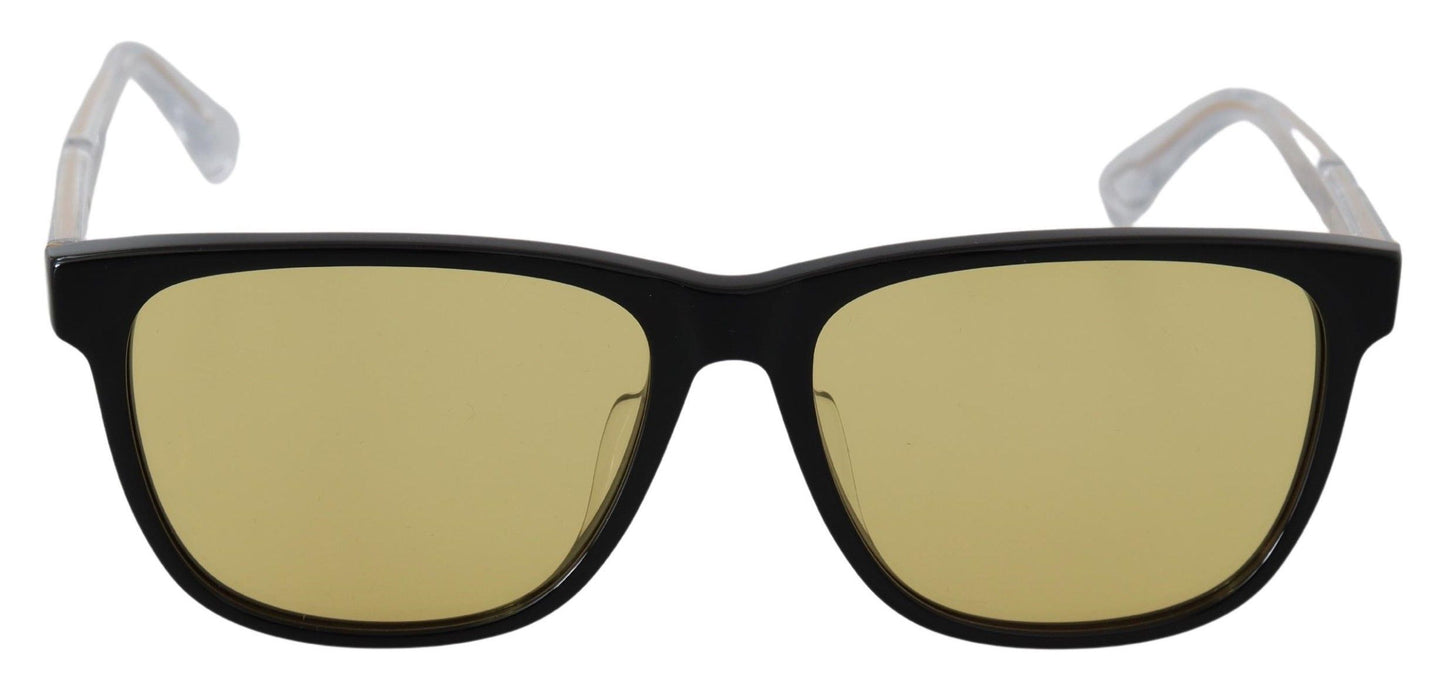 - Chic Black Acetate Sunglasses with Yellow Lenses