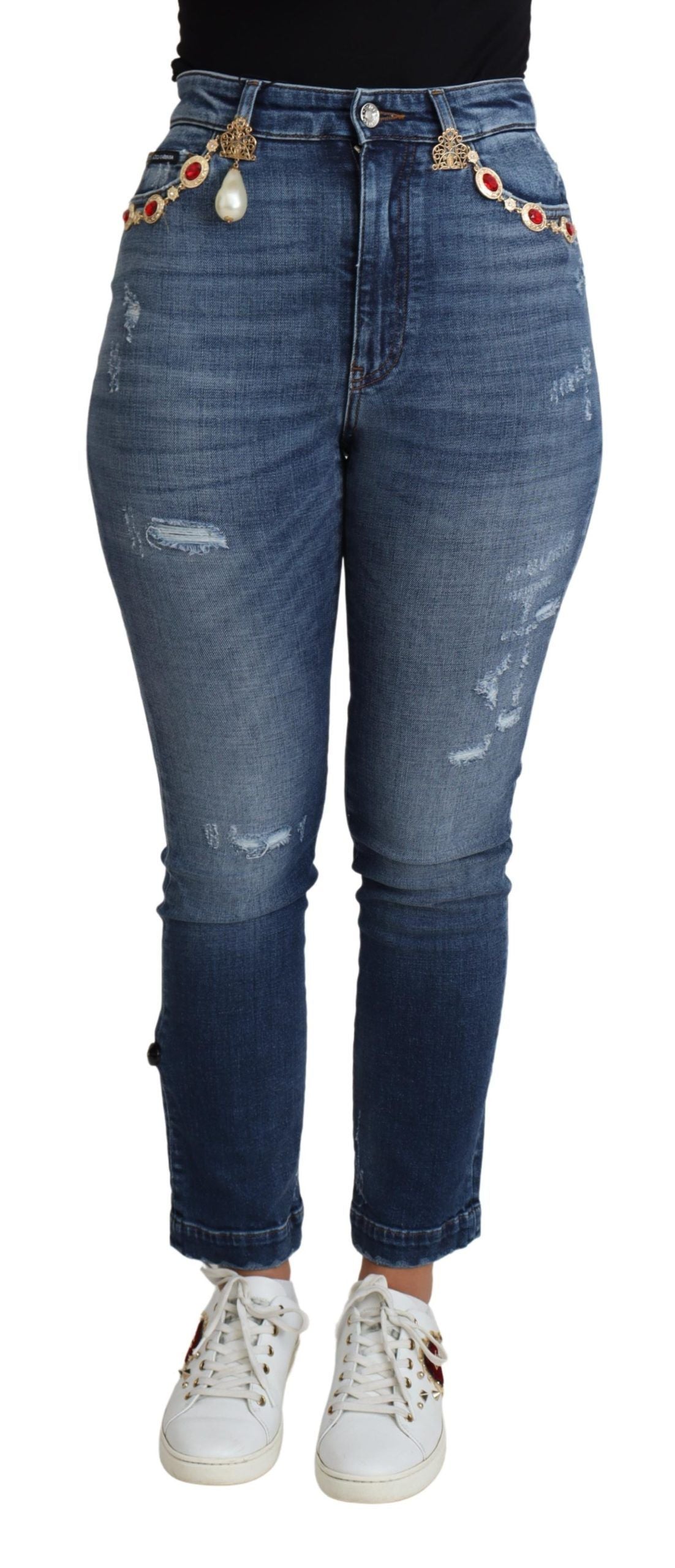 - Embellished High Waist Skinny Denim Jeans