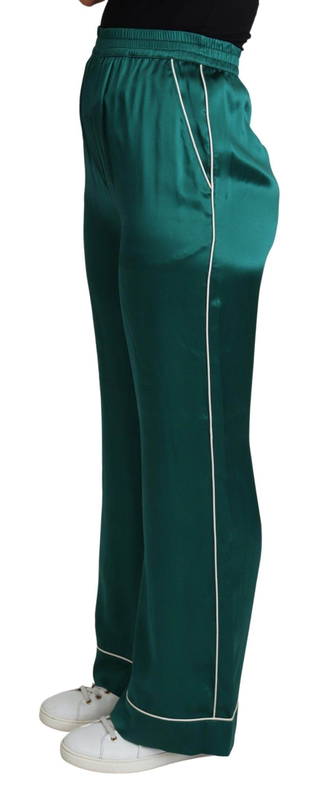 - Exquisite Silk Pajama Trousers in Lush Green
