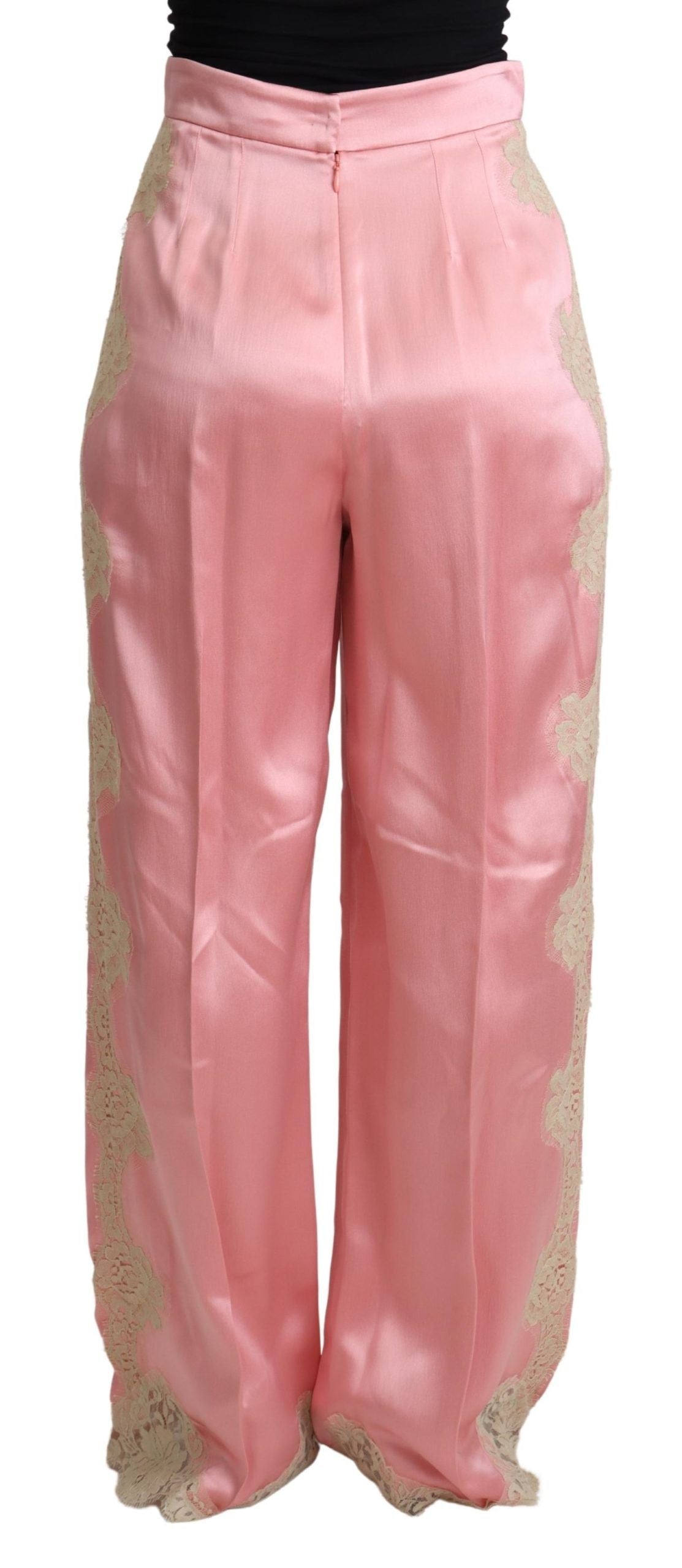 - Silk Blend Satin Wide-Leg Pants in Pink