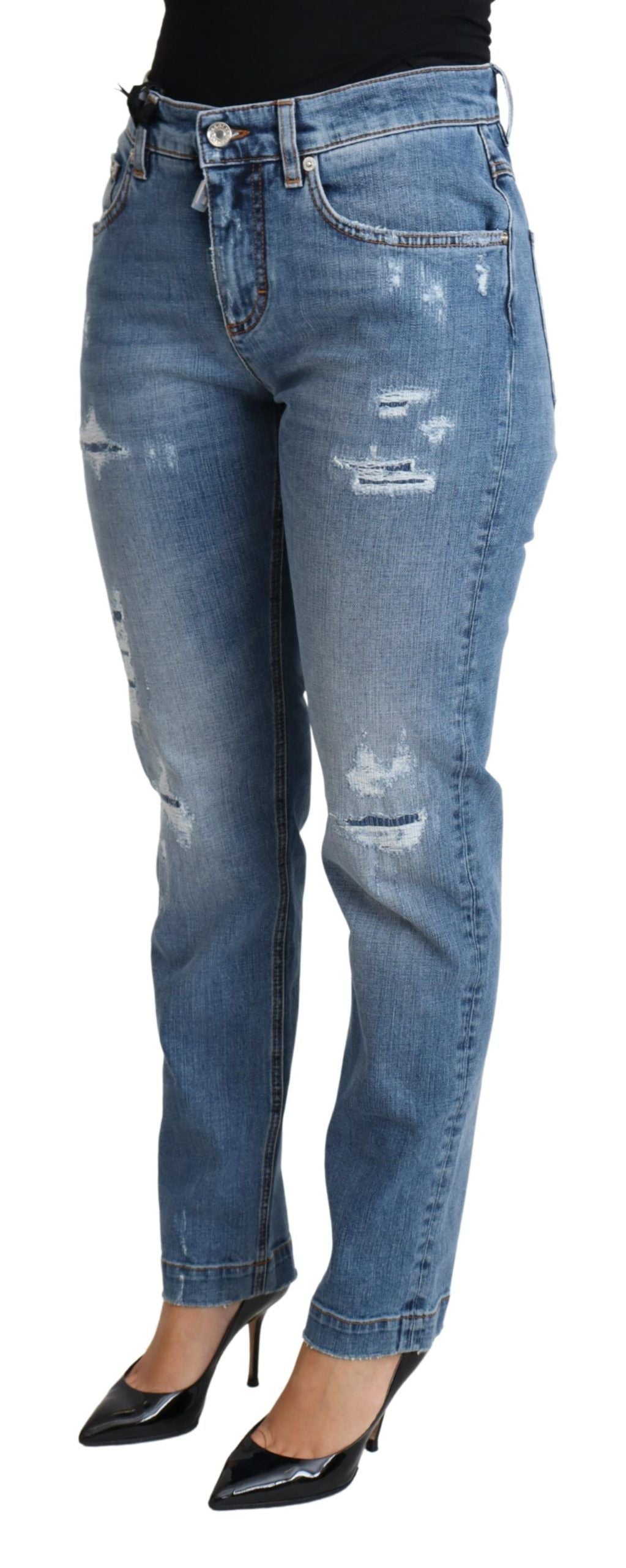 - Chic High-Waisted Tattered Skinny Jeans