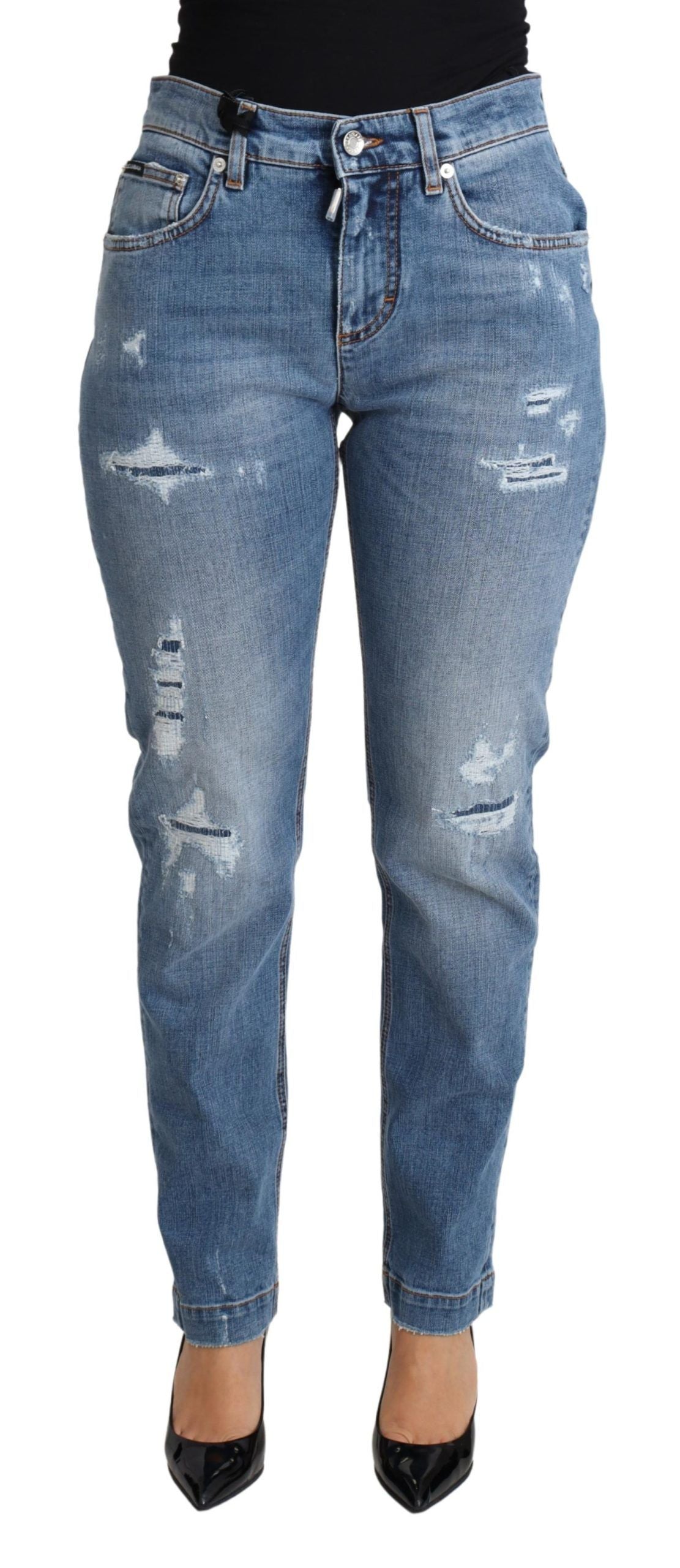- Chic High-Waisted Tattered Skinny Jeans