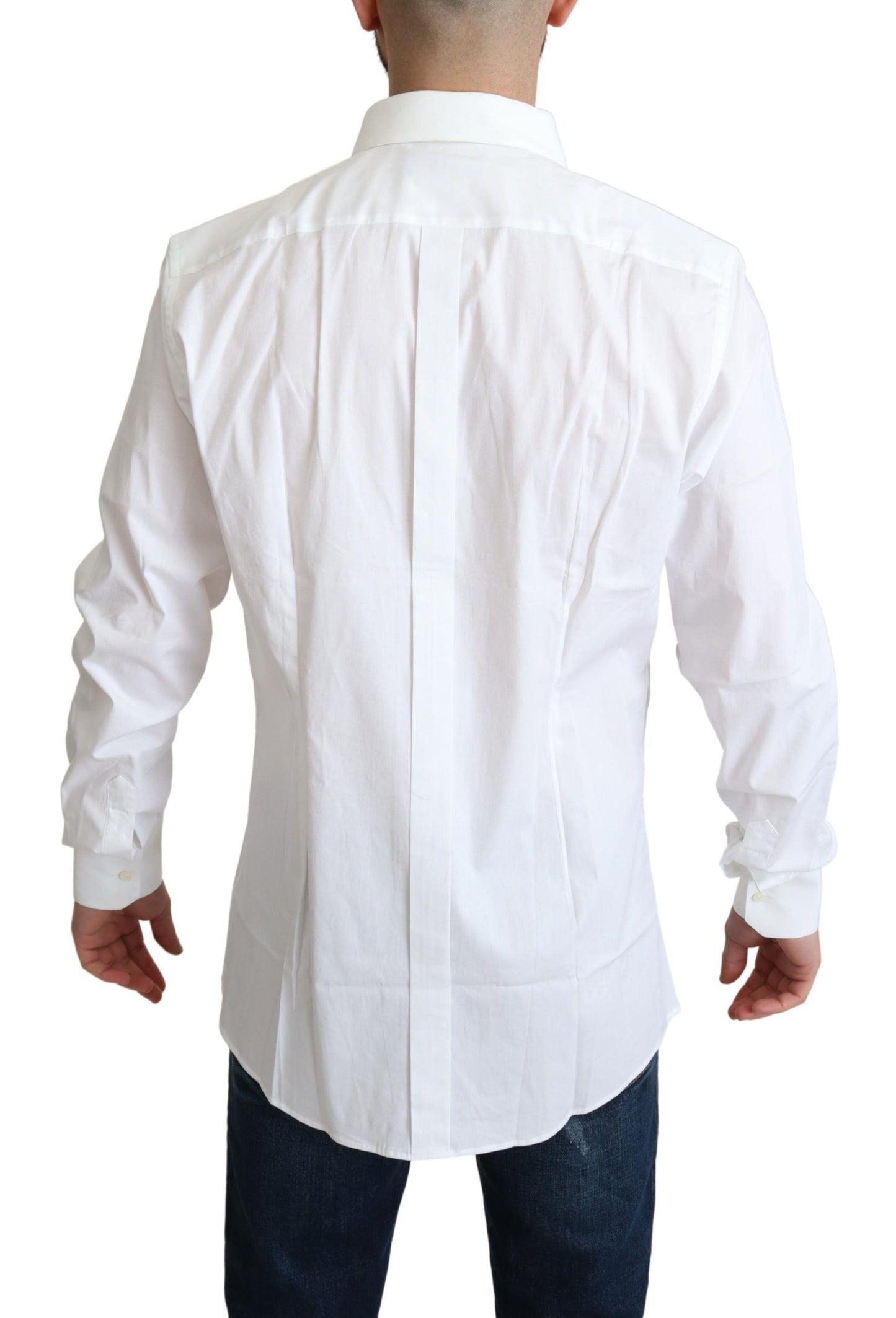 - Elegant White Cotton Stretch Dress Shirt