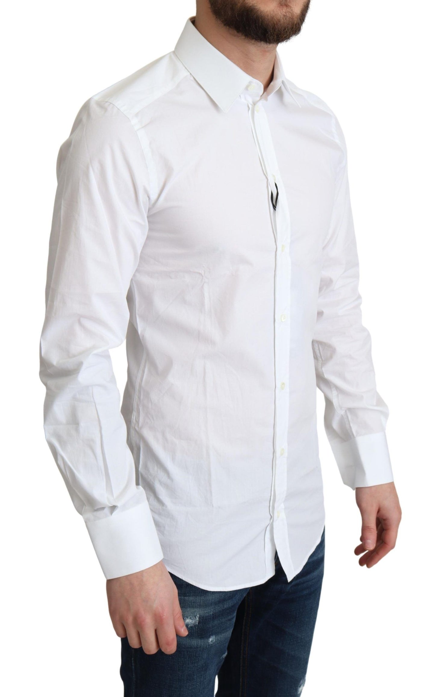 - Elegant White Cotton Dress Shirt
