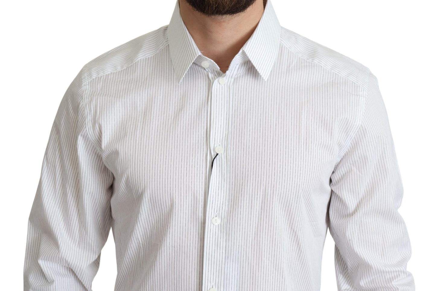 - Elegant Striped Gold Dress Shirt