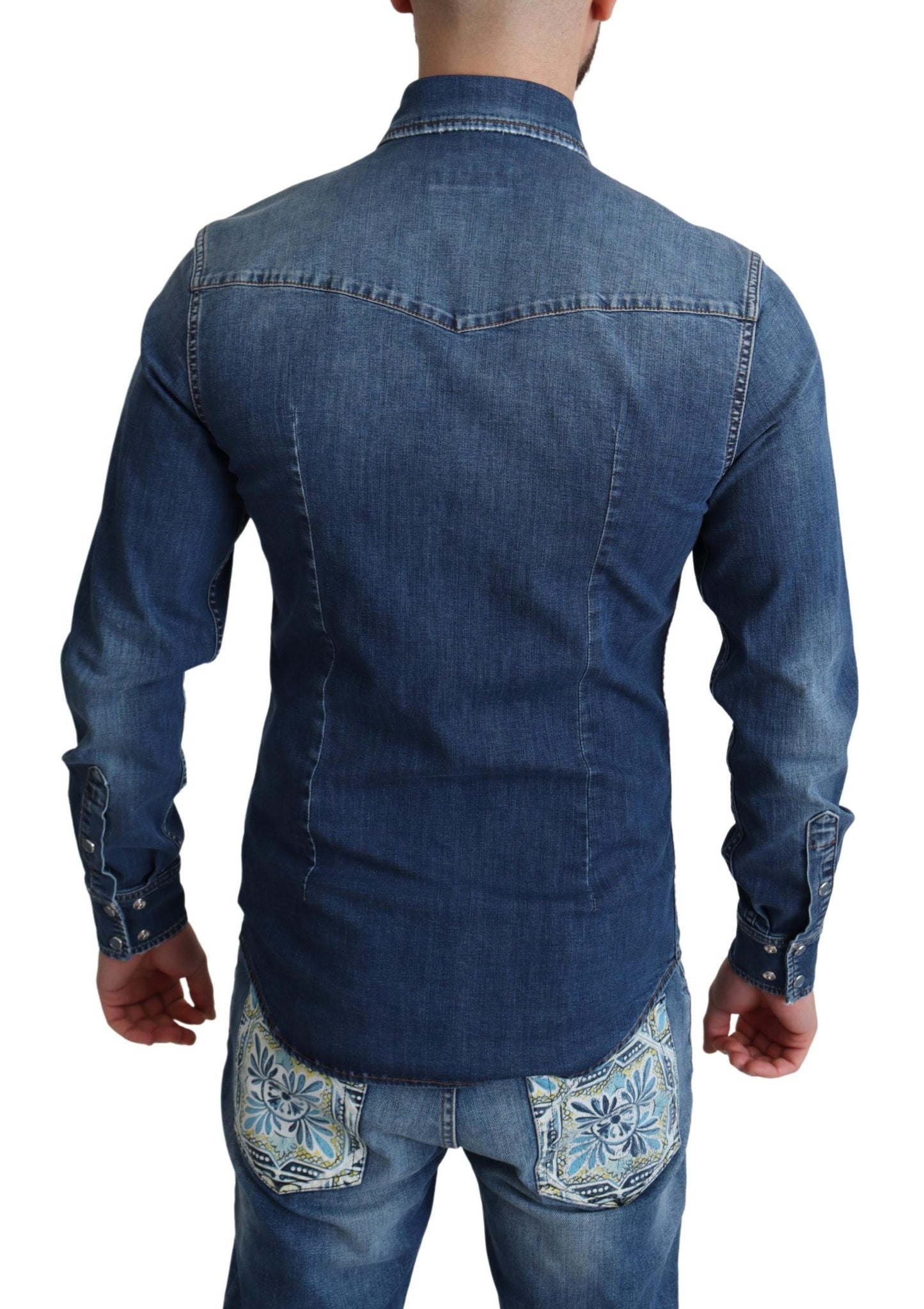 - Elegant Denim Long Sleeve Casual Shirt