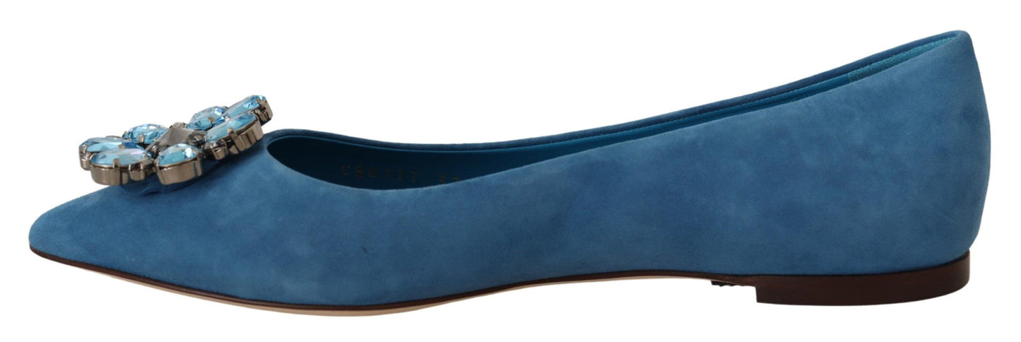 - Elegant Crystal-Embellished Suede Flats
