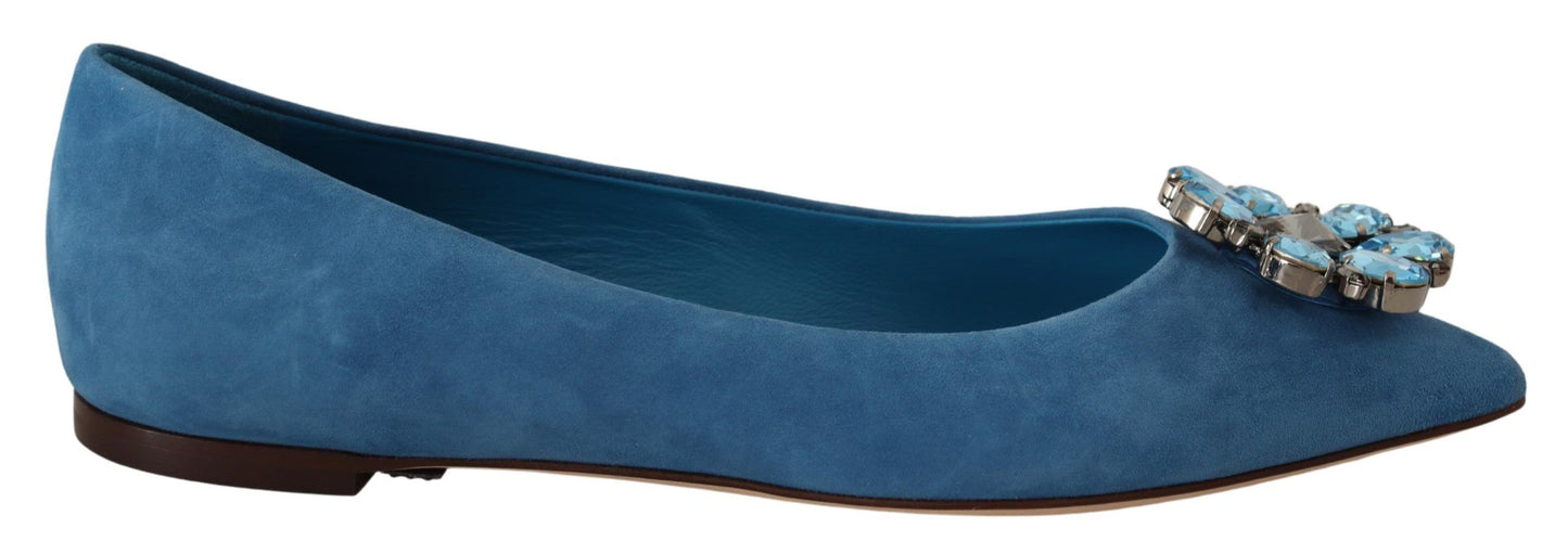 - Elegant Crystal-Embellished Suede Flats