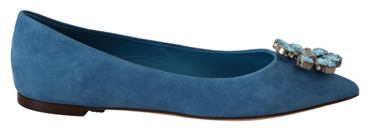 - Elegant Crystal-Embellished Suede Flats