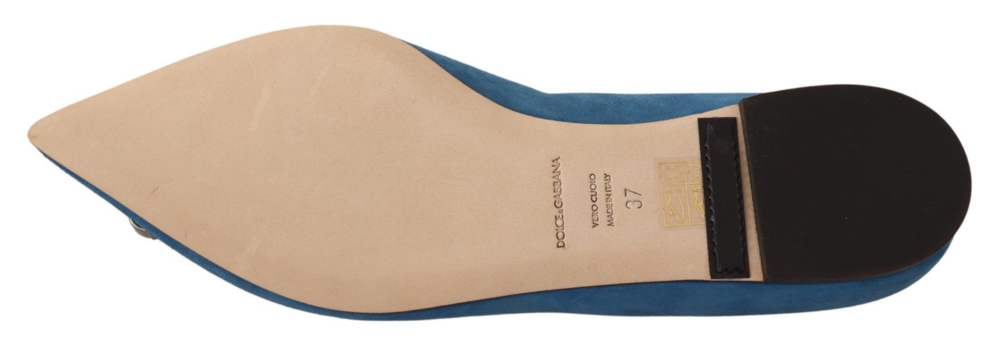 - Elegant Crystal-Embellished Suede Flats