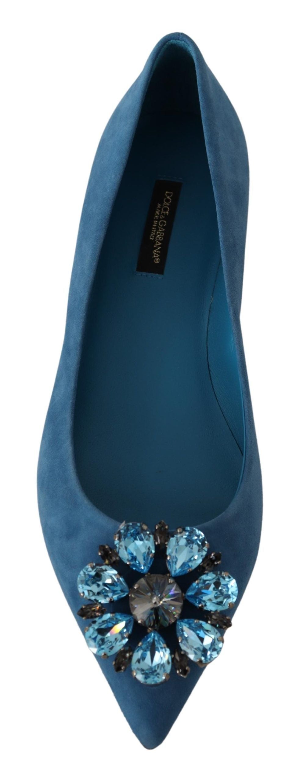 - Elegant Crystal-Embellished Suede Flats