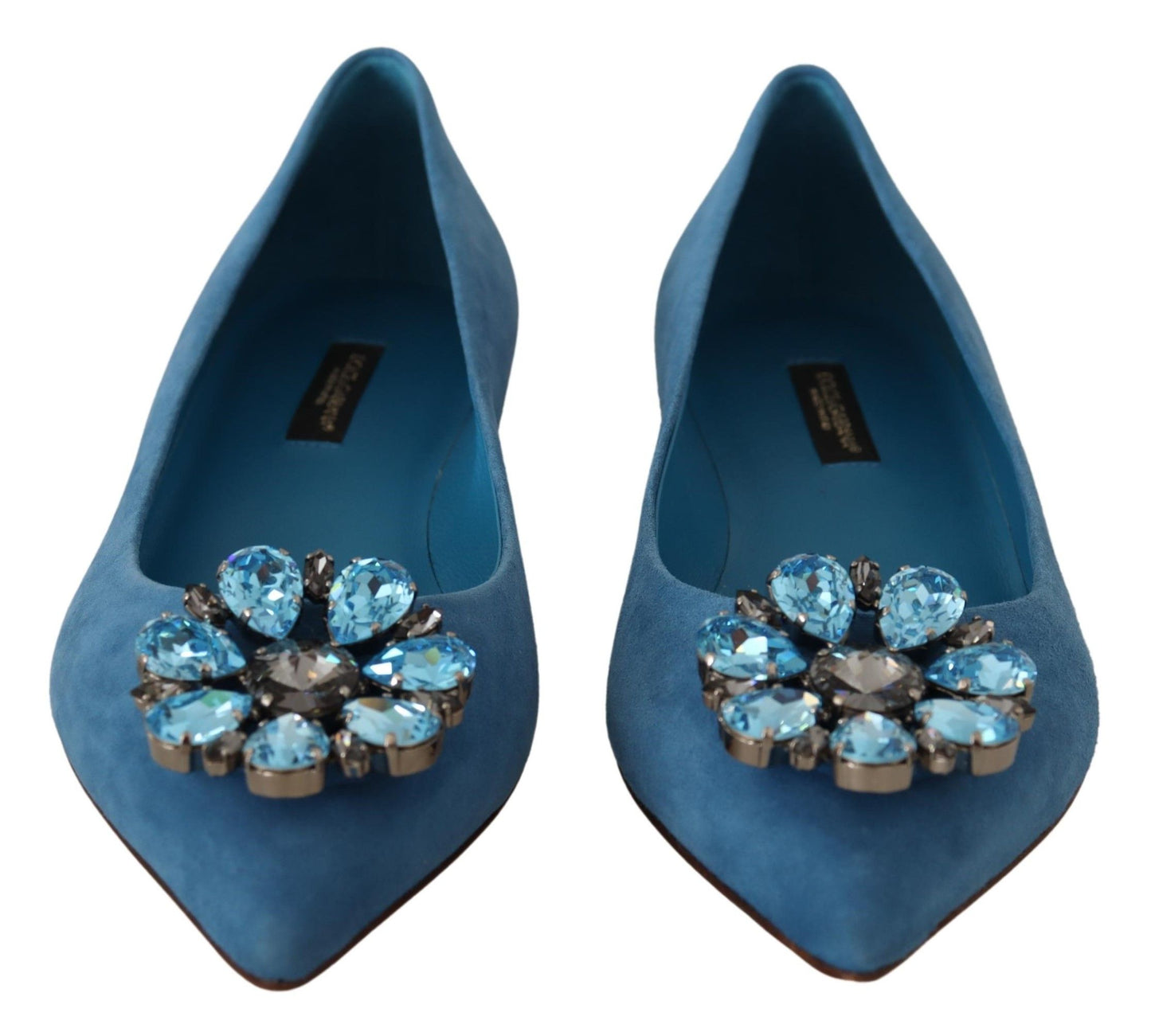 - Elegant Crystal-Embellished Suede Flats