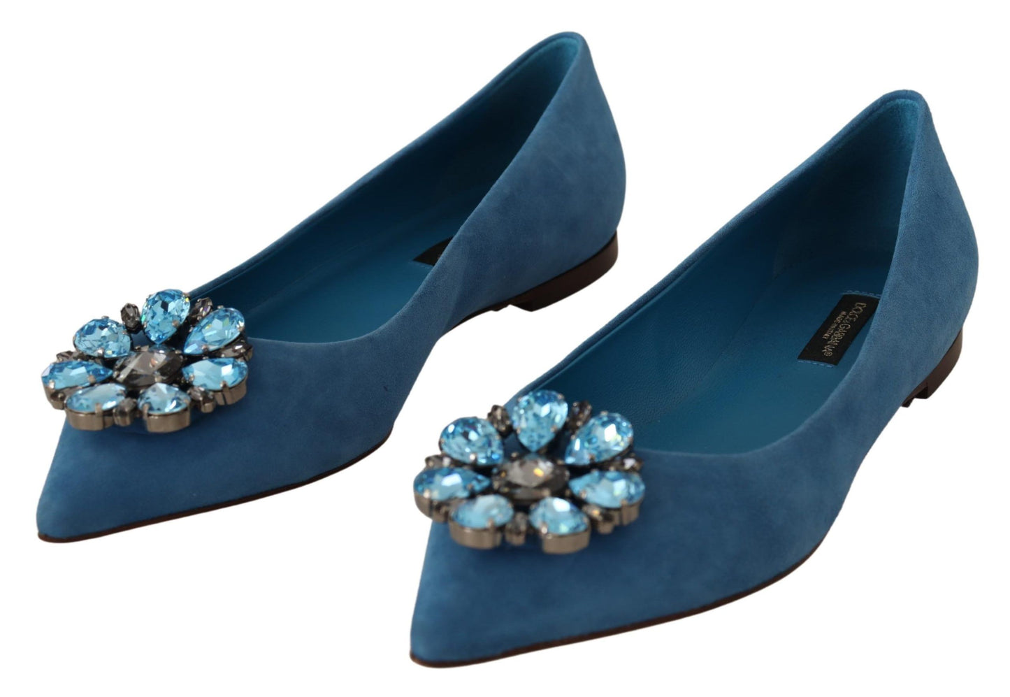 - Elegant Crystal-Embellished Suede Flats