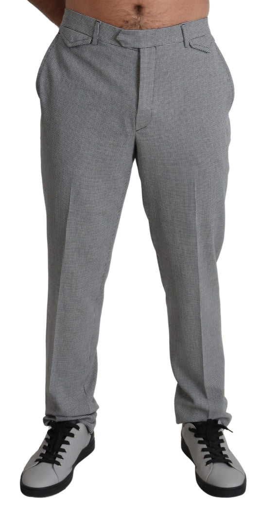 - Elegant Checkered Wool Formal Trousers