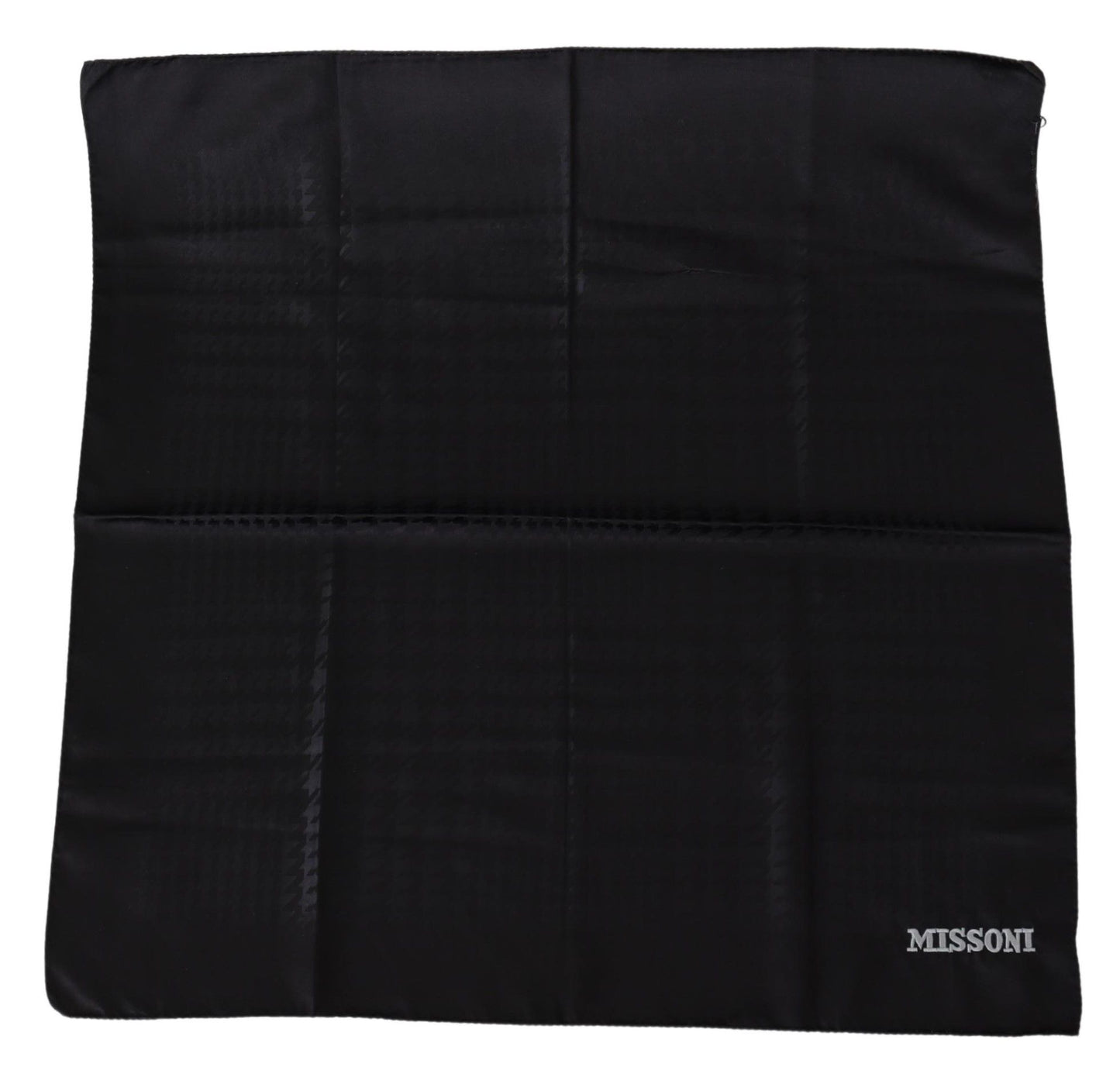 - Elegant Black Wool Scarf with Logo Embroidery