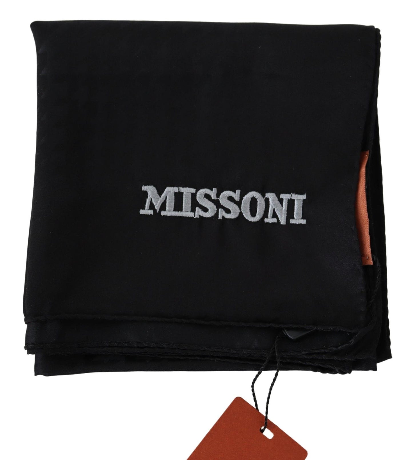 - Elegant Black Wool Scarf with Logo Embroidery