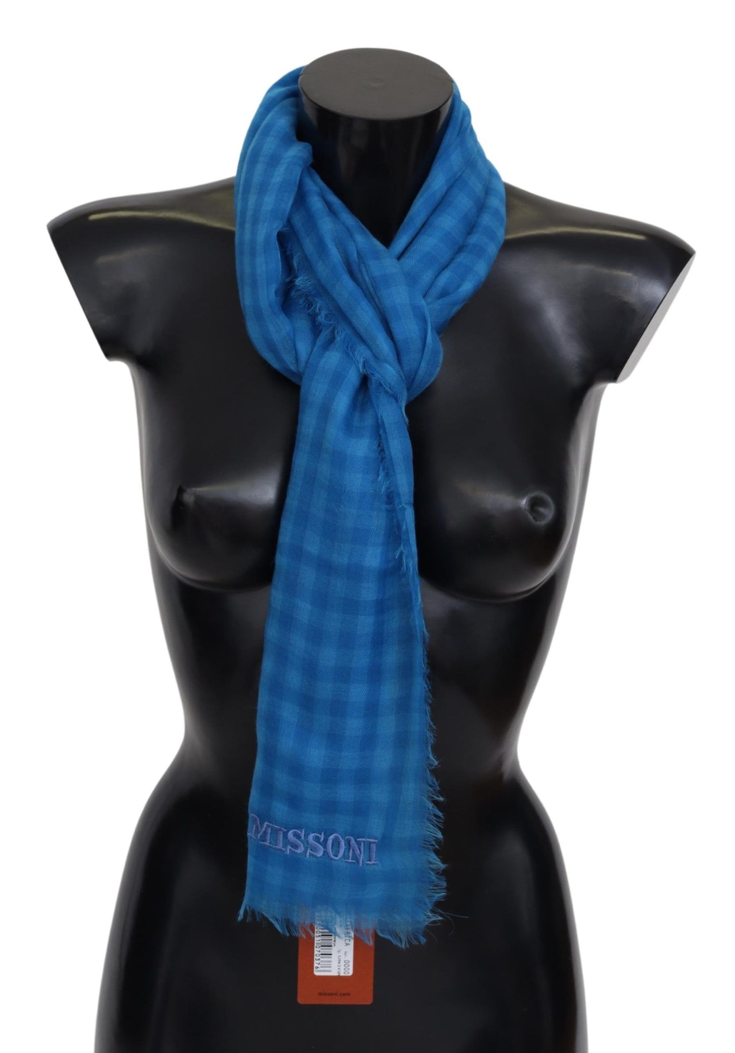 Missoni Blue Checkered Cashmere Scarf