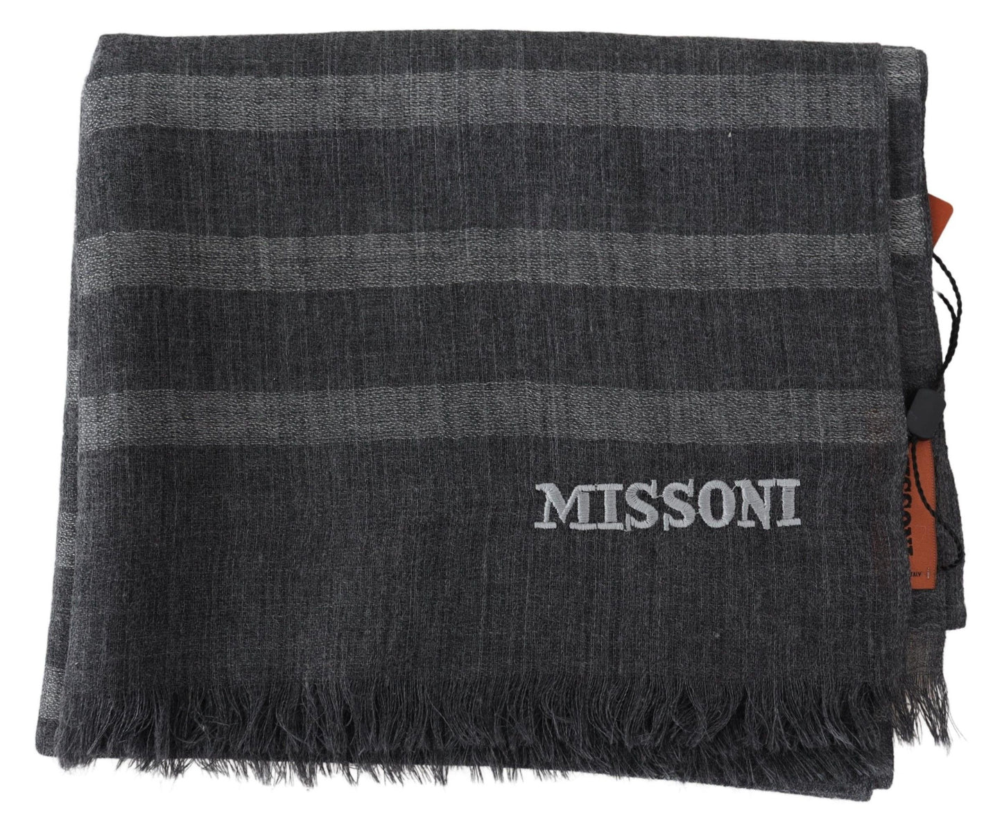 - Elegant Unisex Wool Scarf with Logo Embroidery