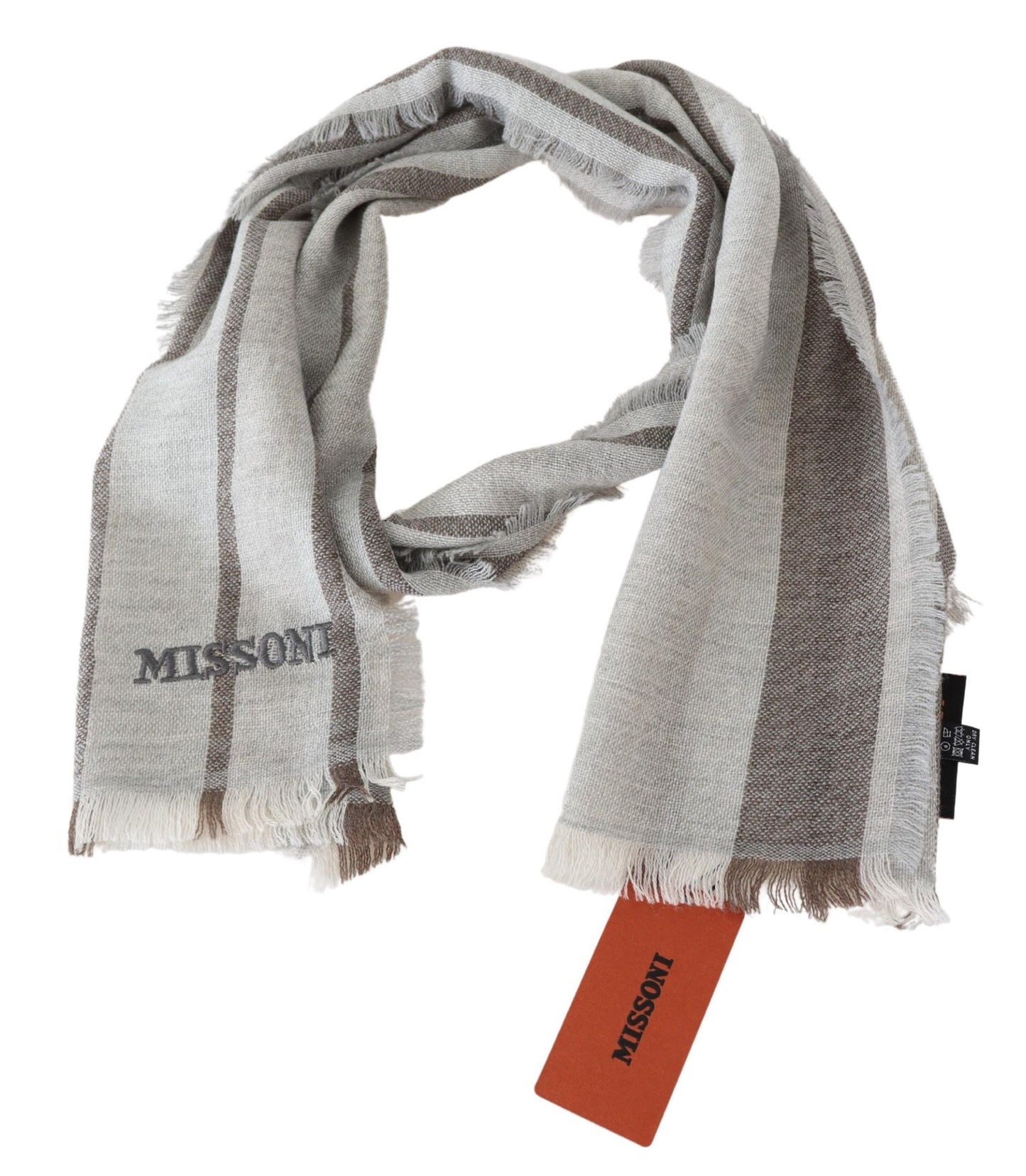 - Multicolor Wool Stripe Fringe Scarf Unisex