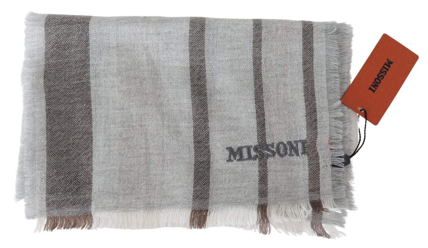 - Multicolor Wool Stripe Fringe Scarf Unisex