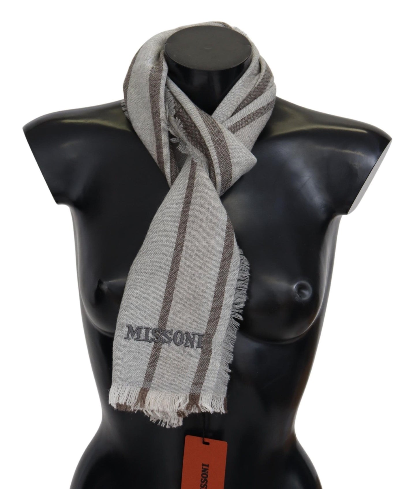 - Multicolor Wool Stripe Fringe Scarf Unisex