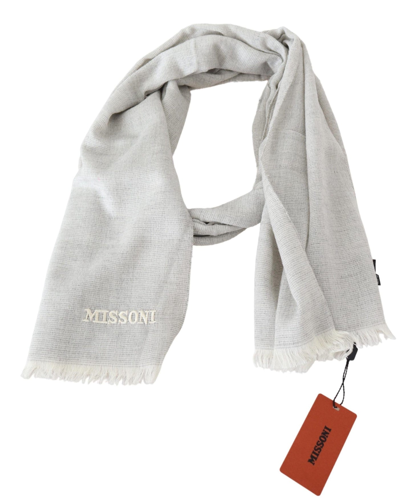 - Elegant Wool Scarf with Signature Embroidery