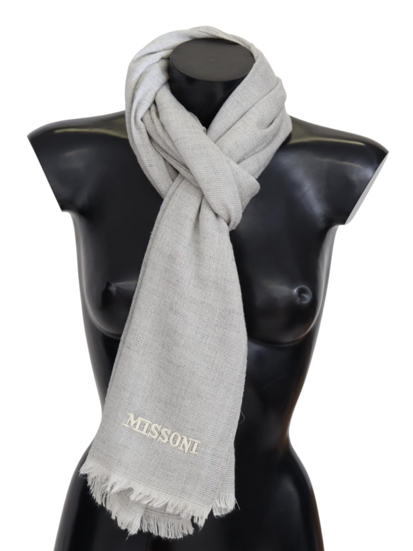 - Elegant Wool Scarf with Signature Embroidery