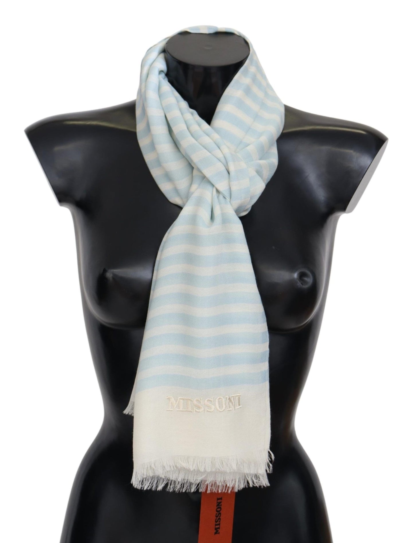- Elegant Cashmere Scarf with Linear Design