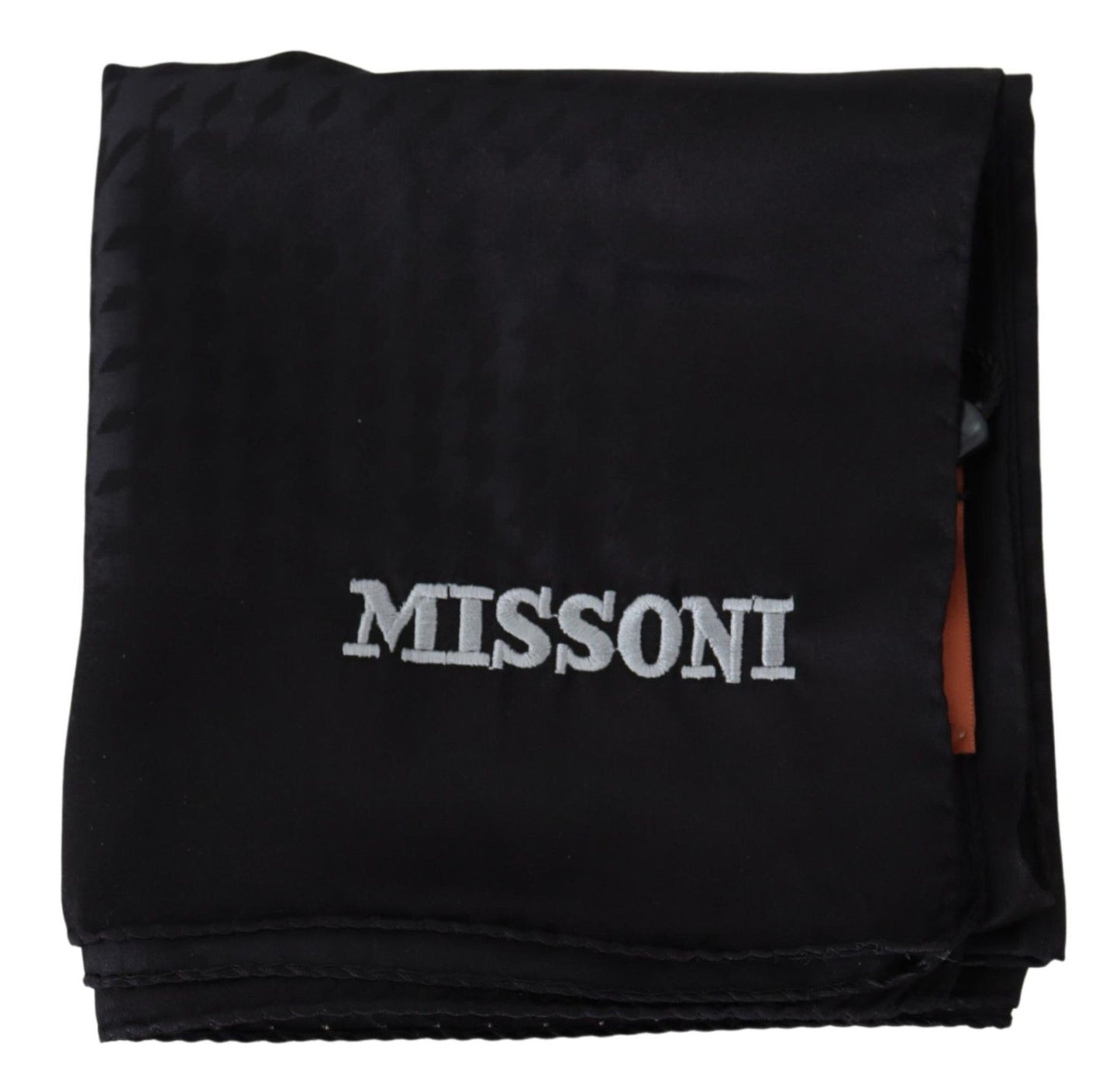 - Elegant Black Wool Scarf with Embroidered Logo