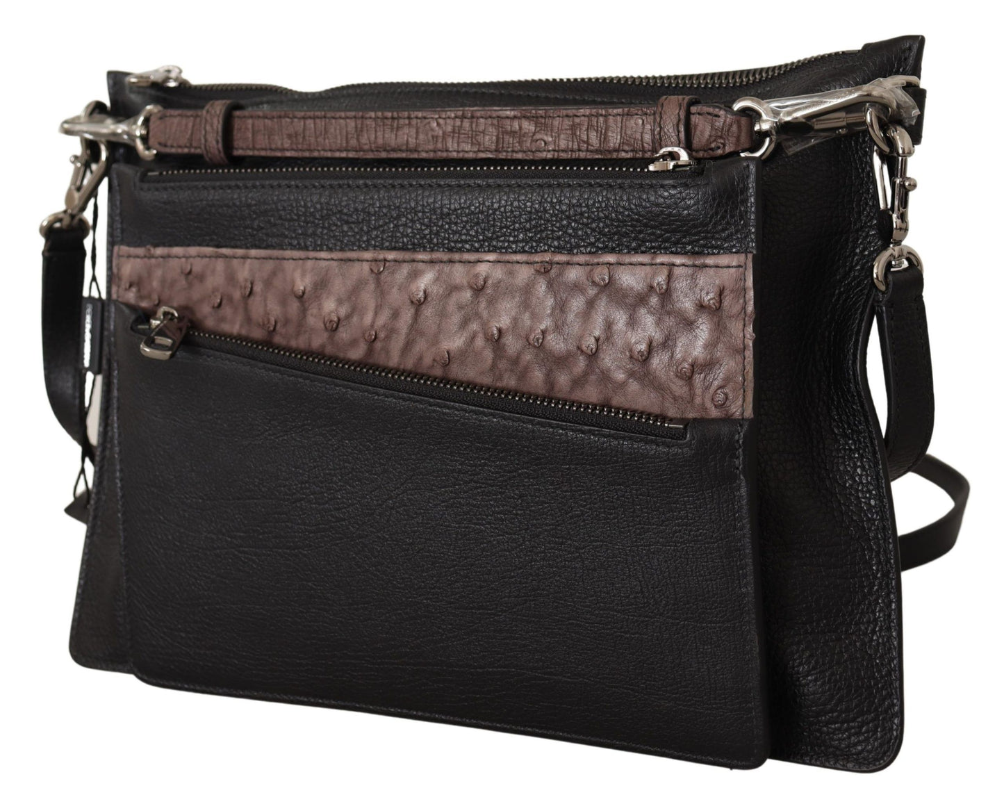 - Black and Brown Leather Sling Shoulder Bag