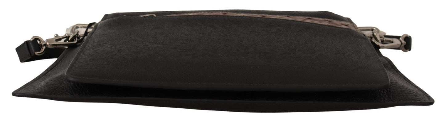 - Black and Brown Leather Sling Shoulder Bag