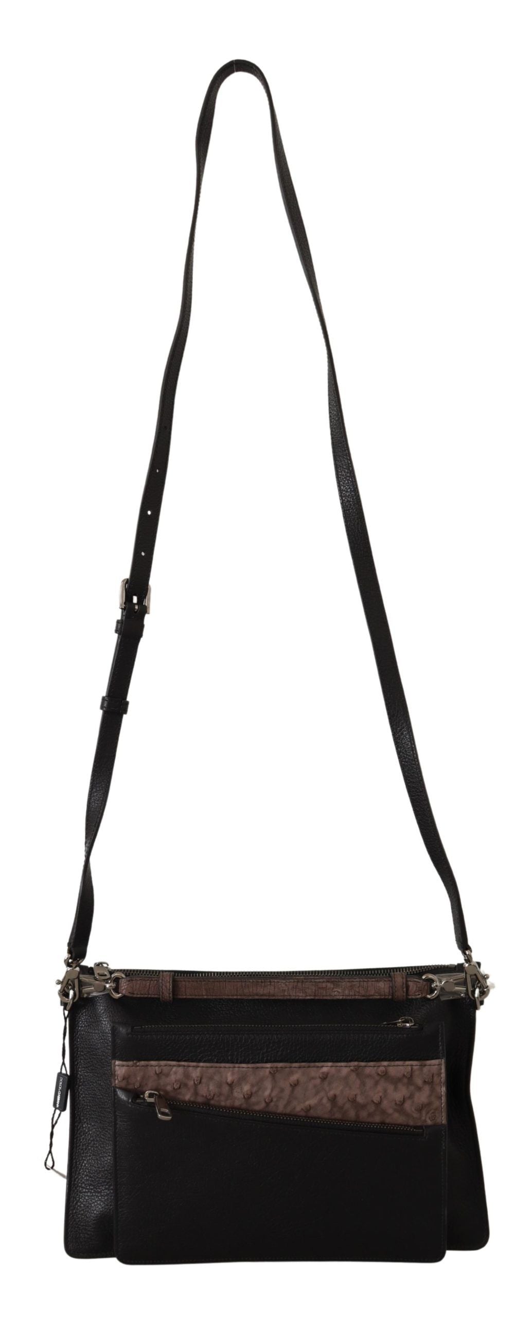 - Black and Brown Leather Sling Shoulder Bag