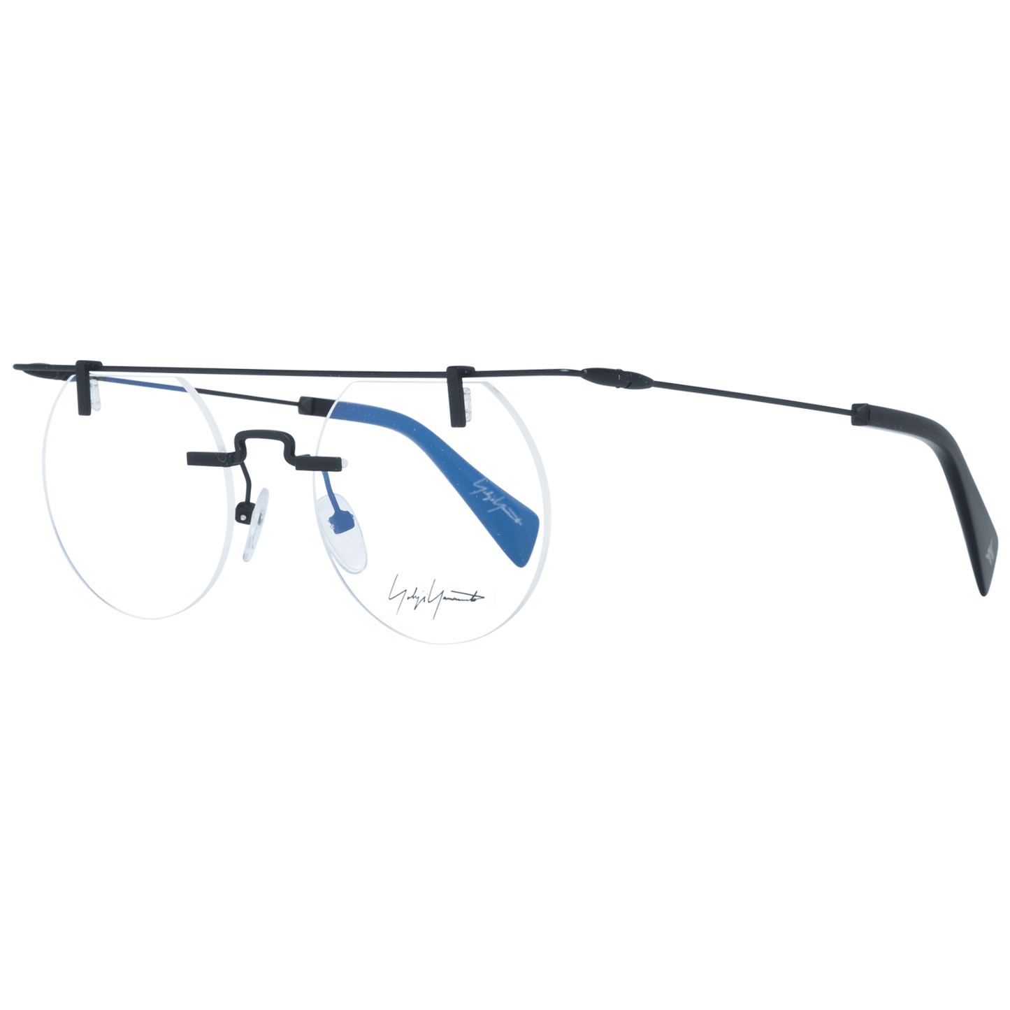 Yohji Yamamoto Black Men’s Optical Frames – Round Design, 49mm