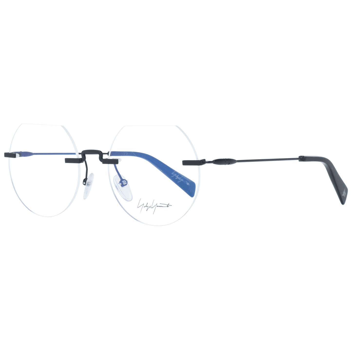 Yohji Yamamoto Black Men's Optical Frames – Rimless Round Style