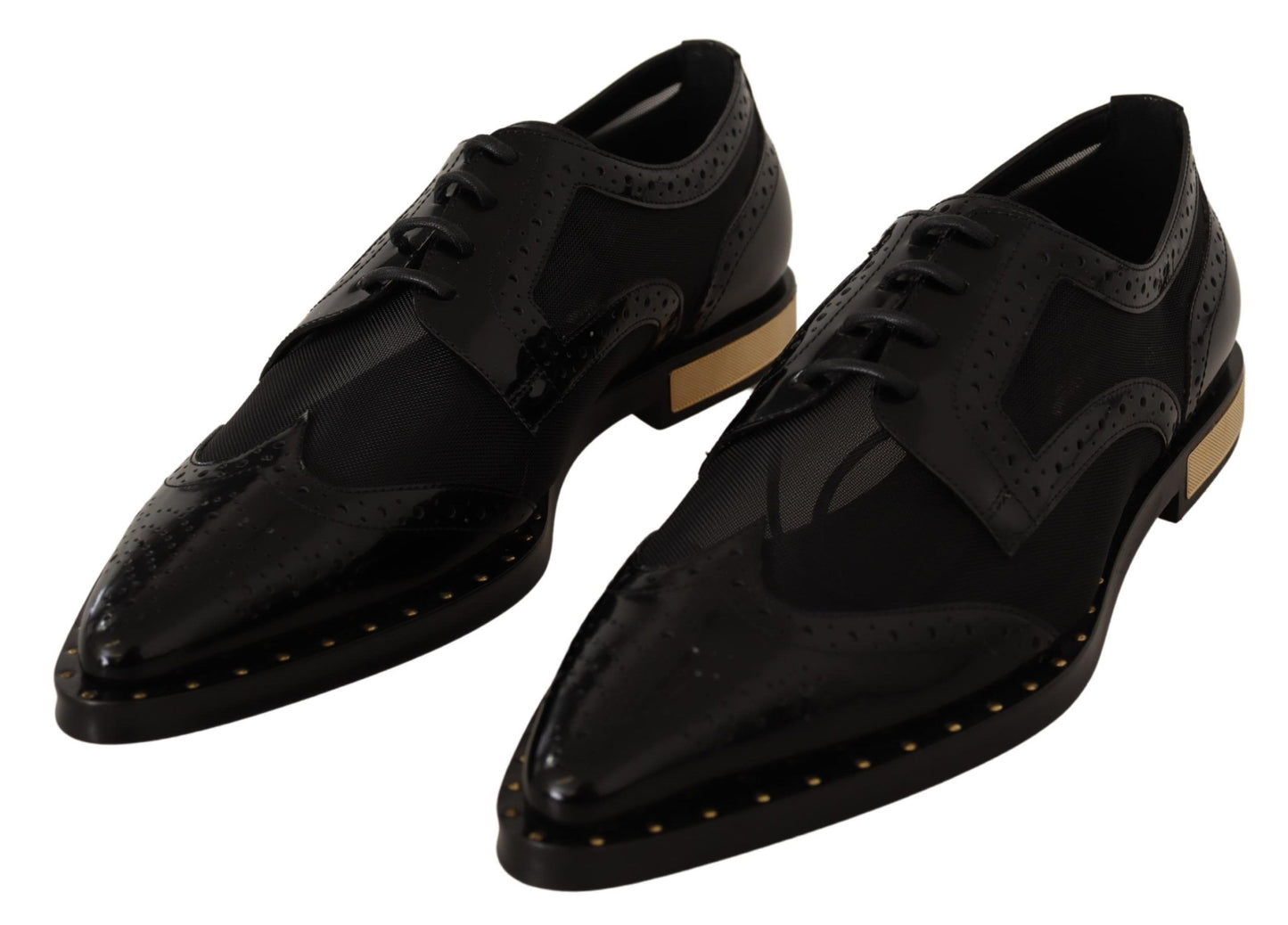- Elegant Gold-Trimmed Black Oxford Lace-Ups