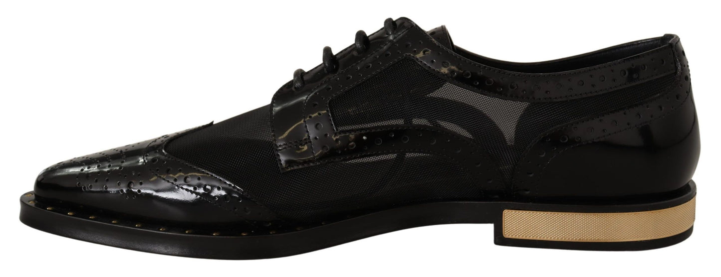 - Elegant Gold-Trimmed Black Oxford Lace-Ups