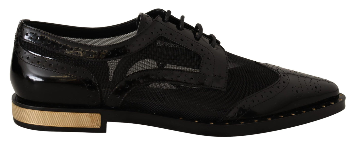 - Elegant Gold-Trimmed Black Oxford Lace-Ups