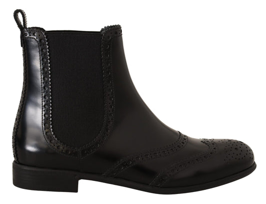 - Elegant Black Ankle Wingtip Oxford Boots