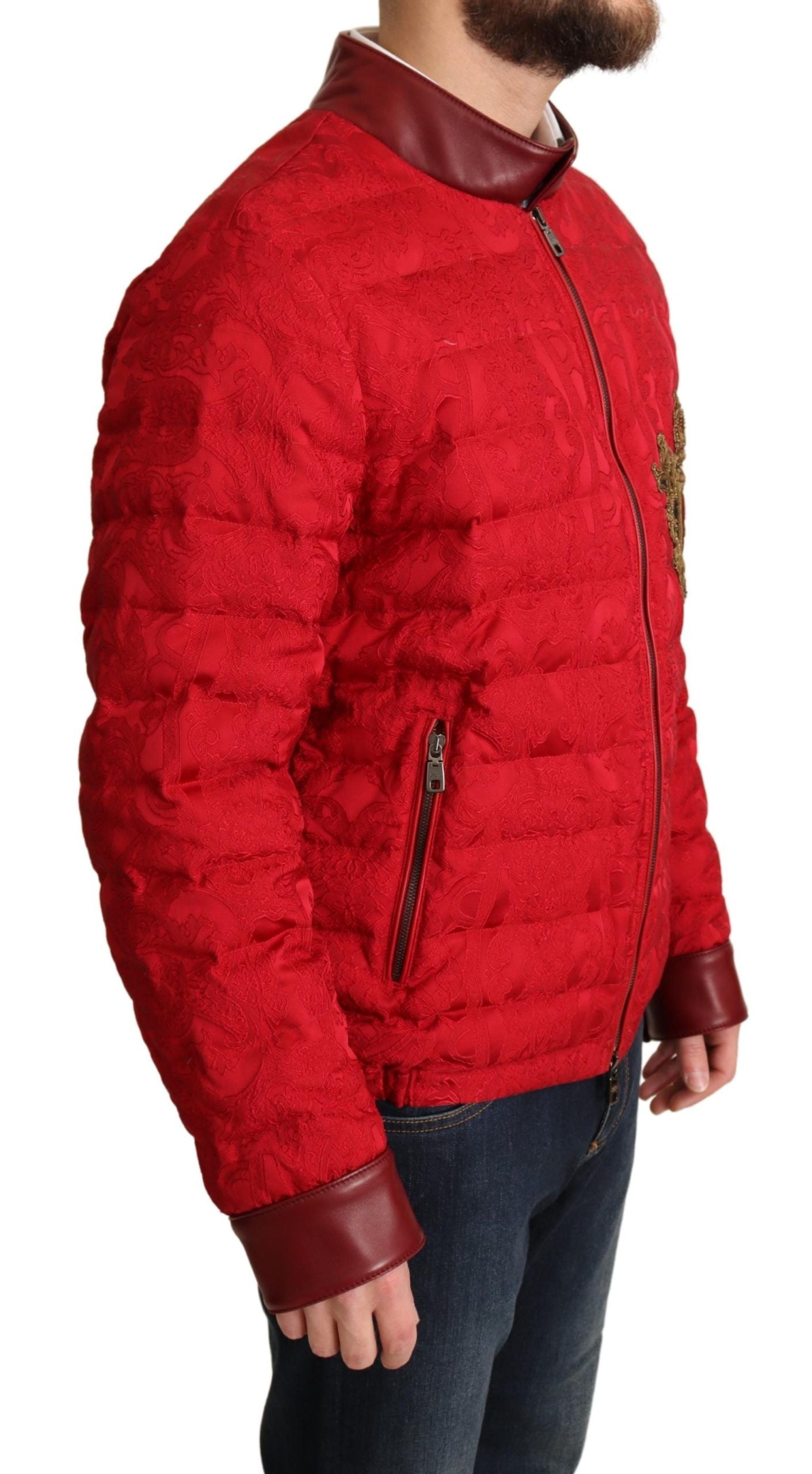- Red and Gold Bomber Designer Jacket