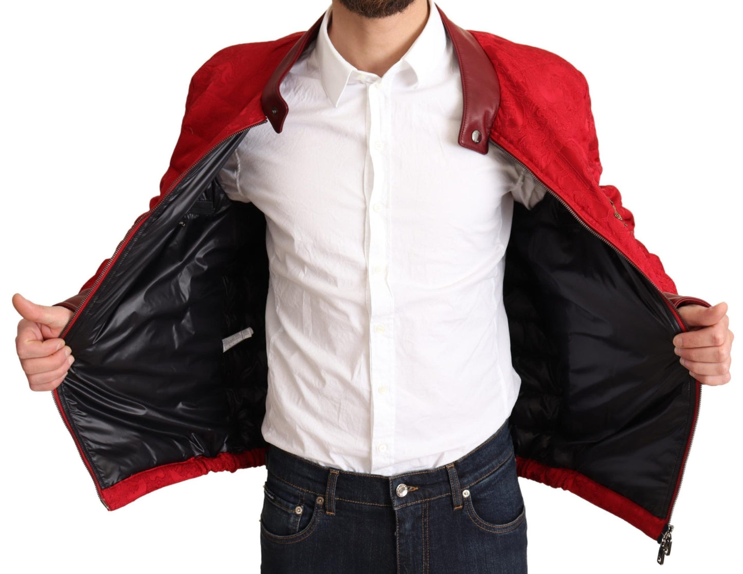 - Red and Gold Bomber Designer Jacket