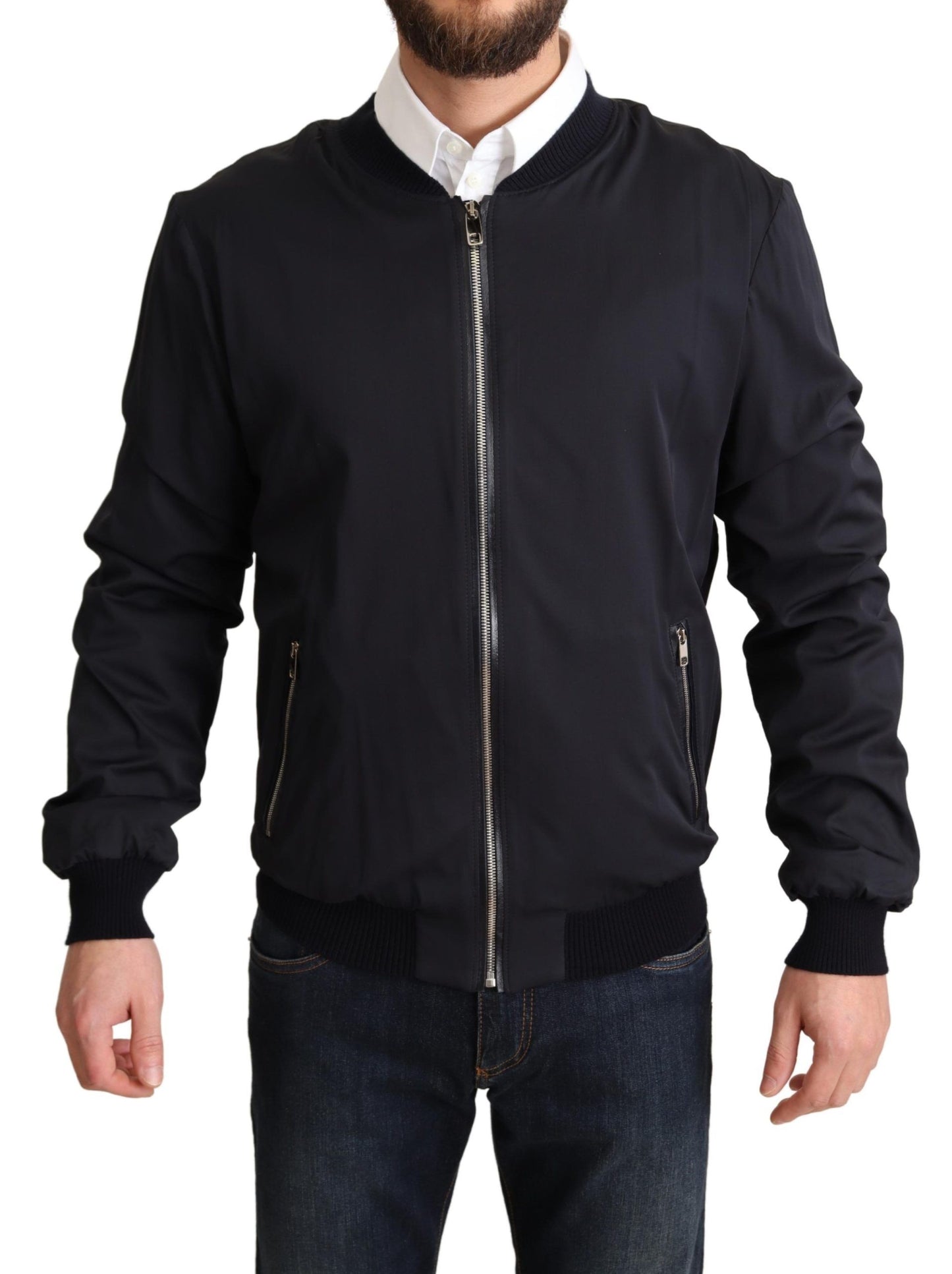 - Elegant Silk Blend Bomber Jacket