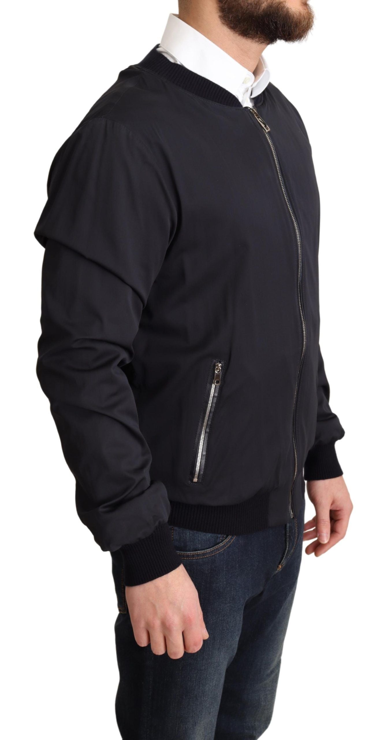- Elegant Silk Blend Bomber Jacket