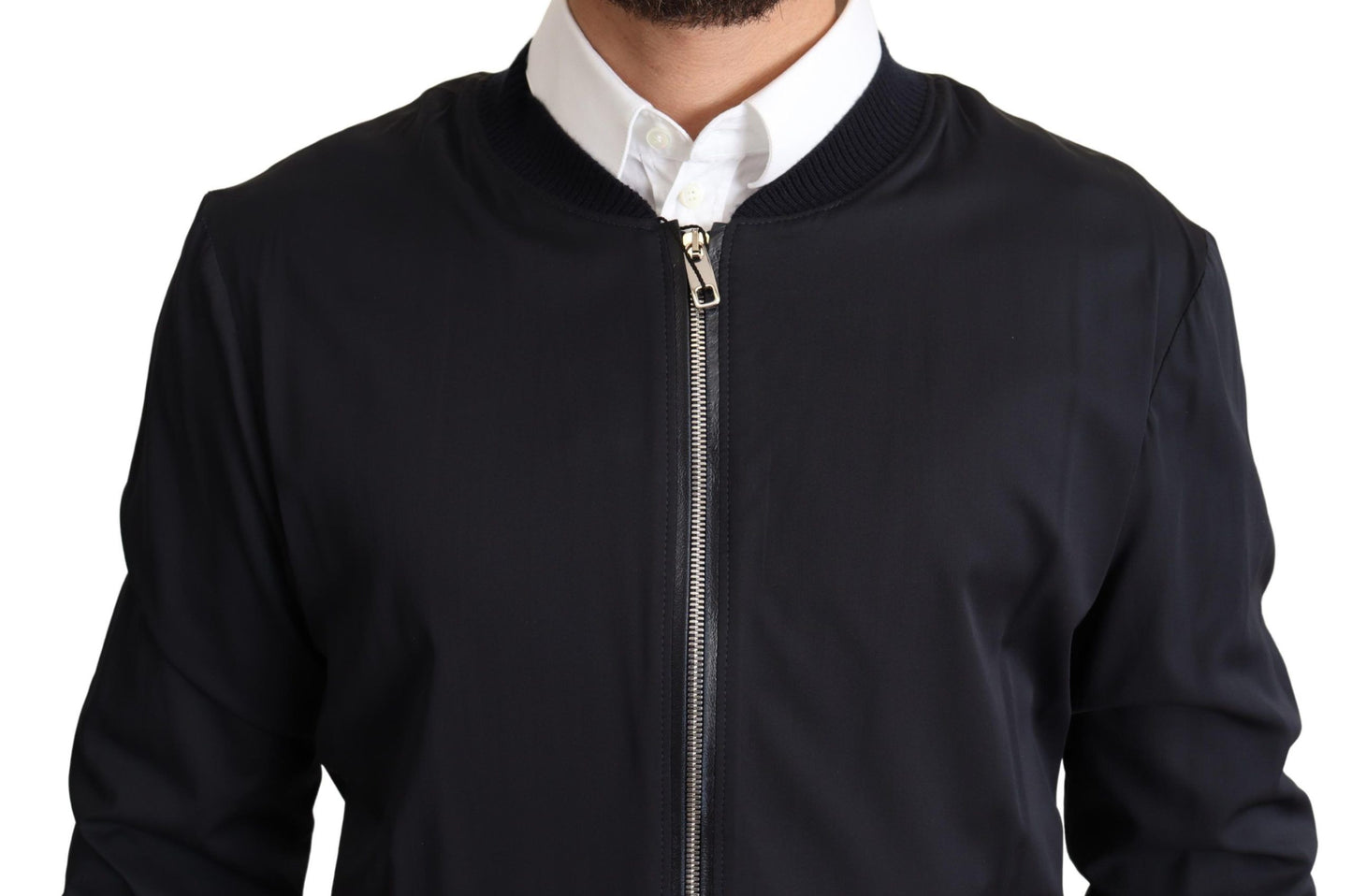 - Elegant Silk Blend Bomber Jacket
