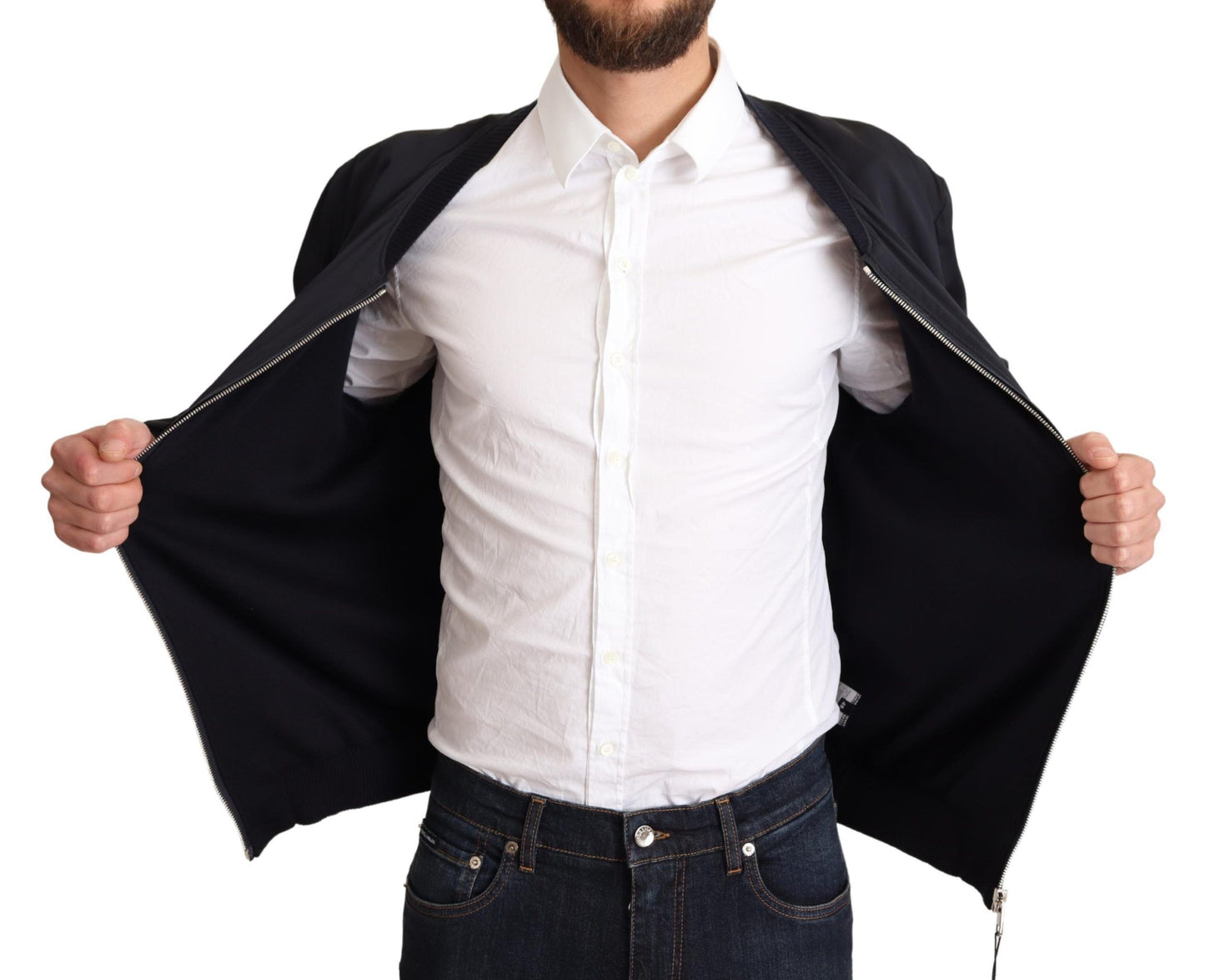 - Elegant Silk Blend Bomber Jacket